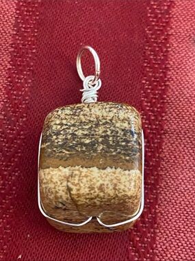NEW Handmade Brown Jasper Stone Pendant with Wire Wrap
